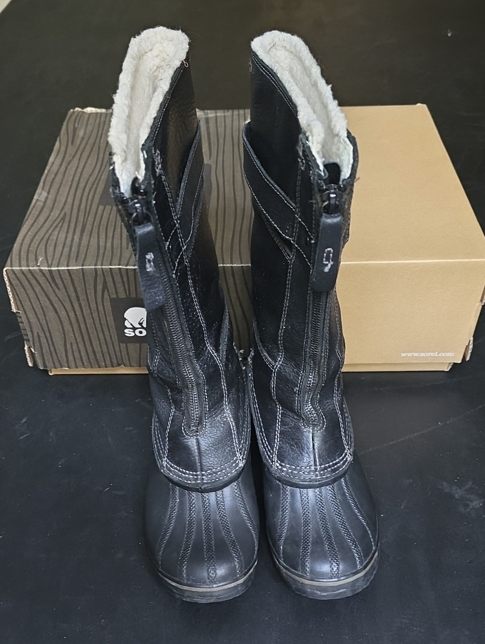 Sorel Winter Fancy Tall Black Leather Boots